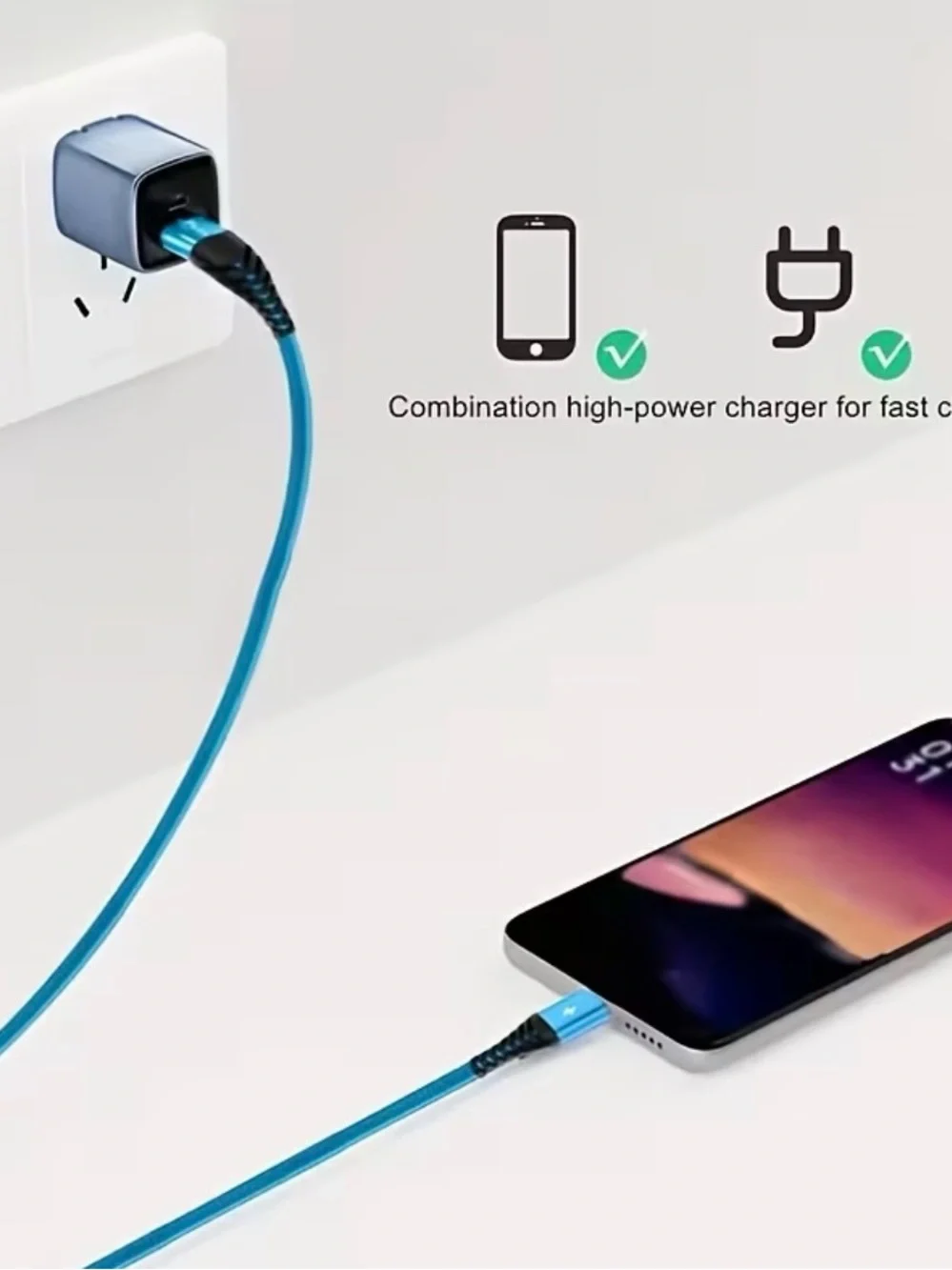 (New in package)Fast Charging Blue & Purple USB to Lightning Cable (2-Pack)